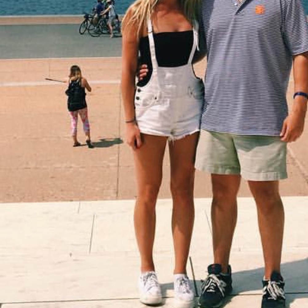 Free People white overalls
